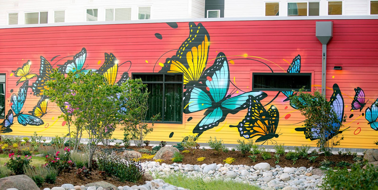 Butterflies on bright background wall art
